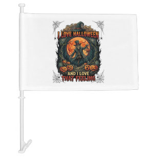 Love Halloween Skeleton Scarecrow Full Moon Pumpki Car Flag