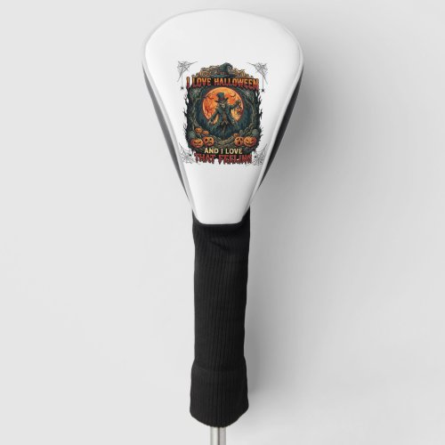 Love Halloween Skeleton Scarecrow Full Moon Pumpki Golf Head Cover