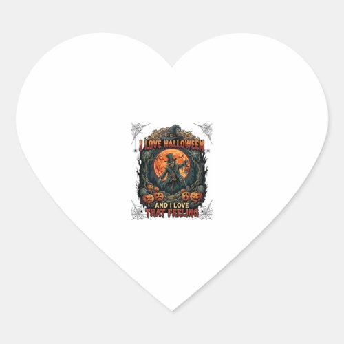 Love Halloween Skeleton Scarecrow Full Moon Pumpki Heart Sticker