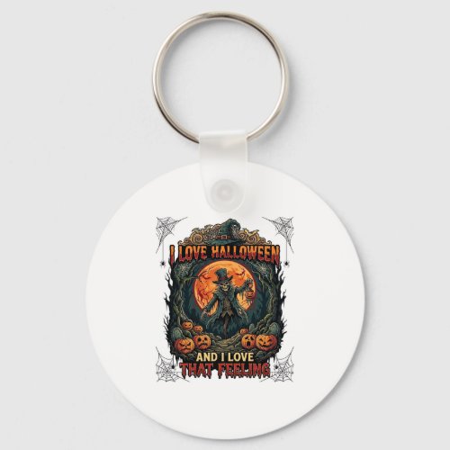 Love Halloween Skeleton Scarecrow Full Moon Pumpki Keychain