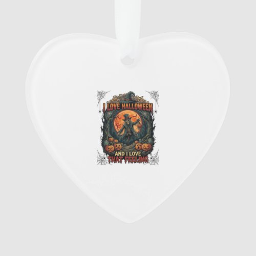 Love Halloween Skeleton Scarecrow Full Moon Pumpki Ornament