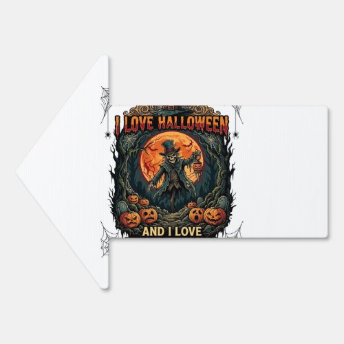 Love Halloween Skeleton Scarecrow Full Moon Pumpki Sign
