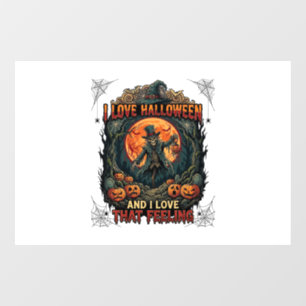 Love Halloween Skeleton Scarecrow Full Moon Pumpki Window Cling