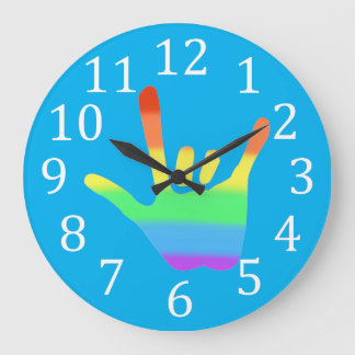 Love Hand ASL Sign Language Rainbow Colors Clocks