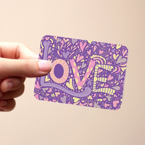 LOVE Hand Drawn Doodle Colorful Calligraphy  Magnet