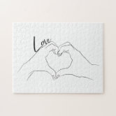 Love Couple Holding Hands Red Hearts Valentines Day Love Heart Drawing Art  Love Couple Romantic Line Jigsaw Puzzle