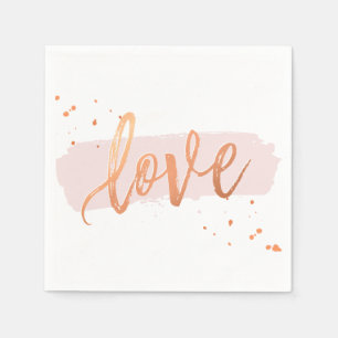 LOVE HAND LETTERED SCRIPT type copper blush pink Paper Napkins
