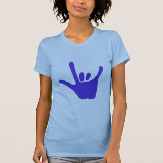 Love hand, sign language in blue, shirts