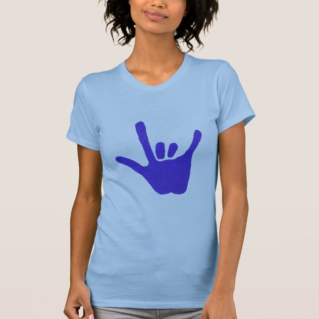 Love hand, sign language in blue, shirts (Front)