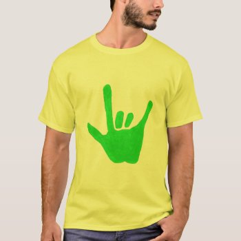 Love Hand  Sign Language In Green  On Tee by Cherylsart at Zazzle