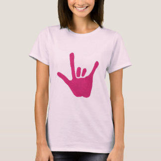 Love hand sign language, in pink, shirts