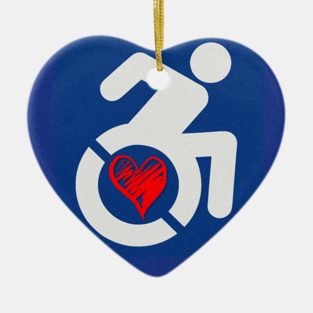 Love Handicapped Ceramic Ornament (Front)
