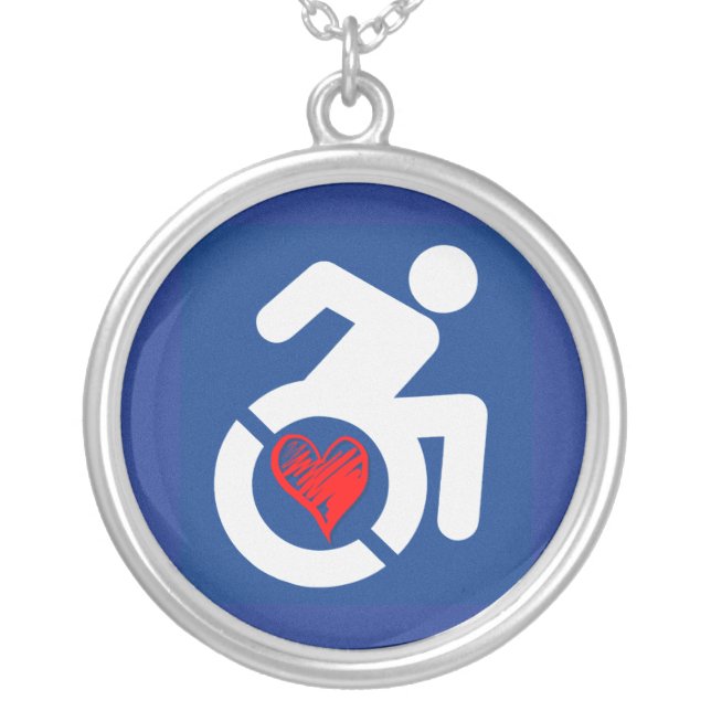 Love Handicapped, Love Disabled, Love Handicapped  Silver Plated Necklace (Front)