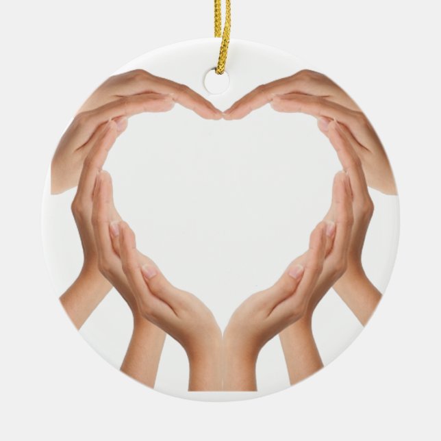 Love Hands Ceramic Ornament (Front)