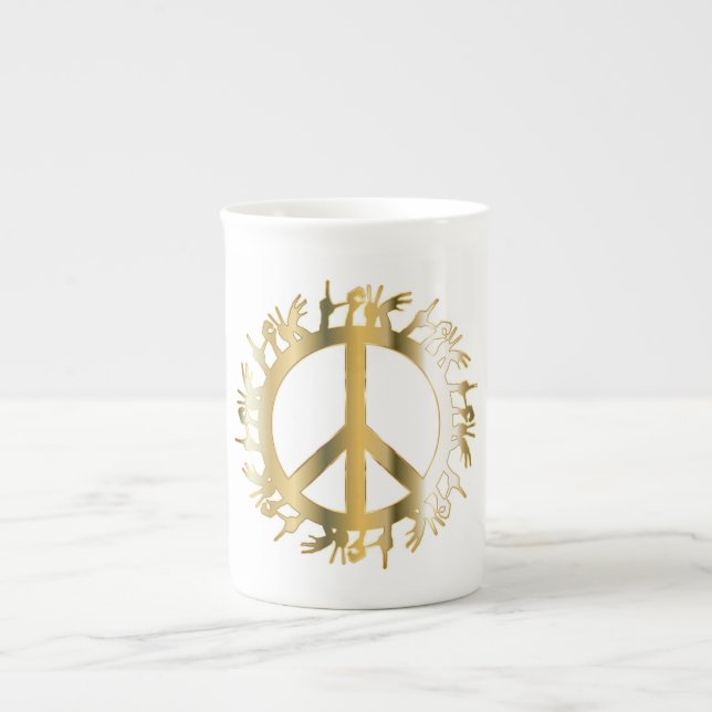LOVE HANDS PEACE SIGN BONE CHINA MUG (Front)
