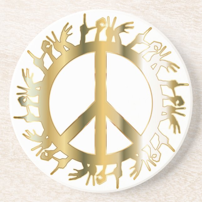 LOVE HANDS PEACE SIGN DRINK COASTER (Front)
