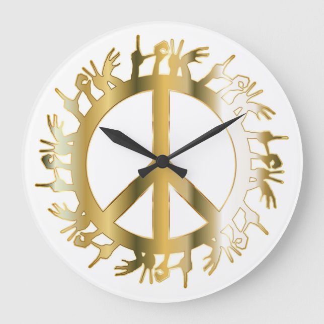 LOVE HANDS PEACE SIGN LARGE CLOCK (Front)