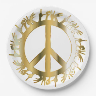 LOVE HANDS PEACE SIGN PAPER PLATES
