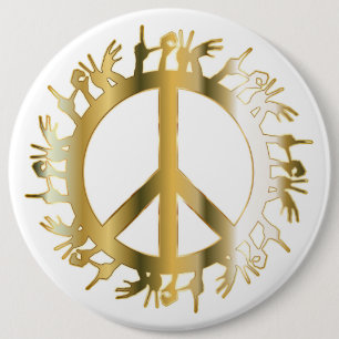 LOVE HANDS PEACE SIGN PINBACK BUTTON