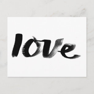 Love, Handwritten, Black and White Postcard by KCS