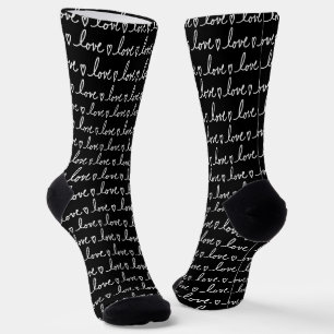 Love Handwritten Words Pattern Design Socks