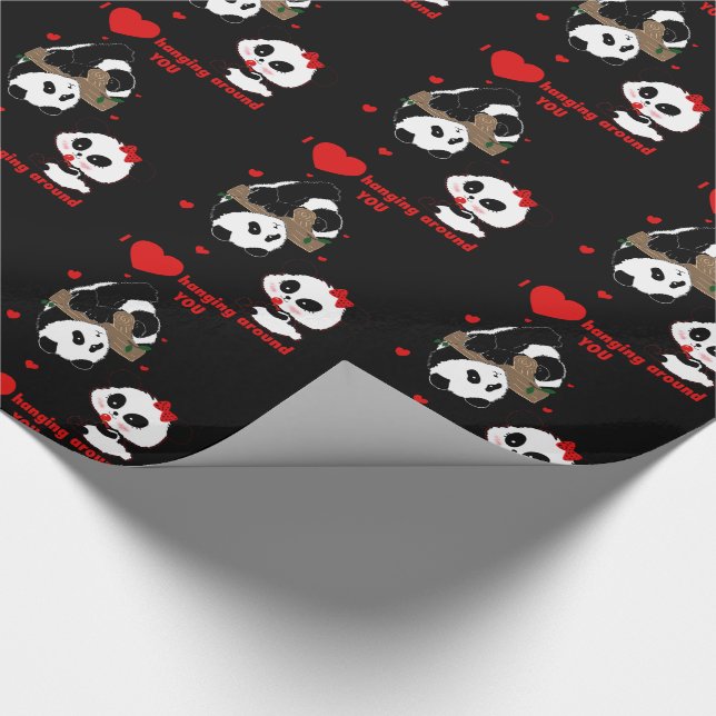 Love Hanging Around You PANDA BEARS by LeahG Wrapping Paper (Corner)