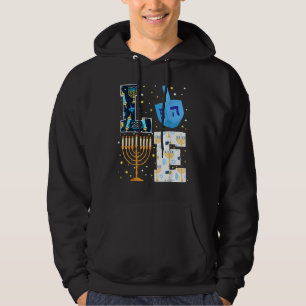 LOVE Hanukkah Decorations Dreidel Menorah 2022 Cha Hoodie