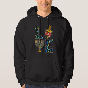 LOVE Hanukkah Decorations Dreidel Menorah Chanuka Hoodie