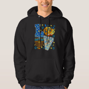 LOVE Hanukkah Decorations Dreidel Menorah Chanukah Hoodie