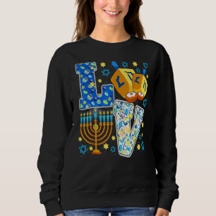 LOVE Hanukkah Decorations Dreidel Menorah Chanukah Sweatshirt