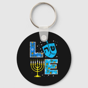 Love Hanukkah Dreidel Menorah Jewish Chanukah Men  Keychain