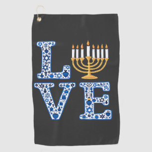 Love Hanukkah Jewish Holiday Menorah Golf Towel