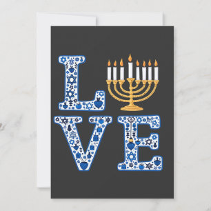 Love Hanukkah Jewish Holiday Menorah Invitation
