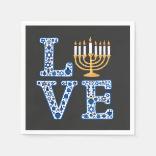 Love Hanukkah Jewish Holiday Menorah Napkins