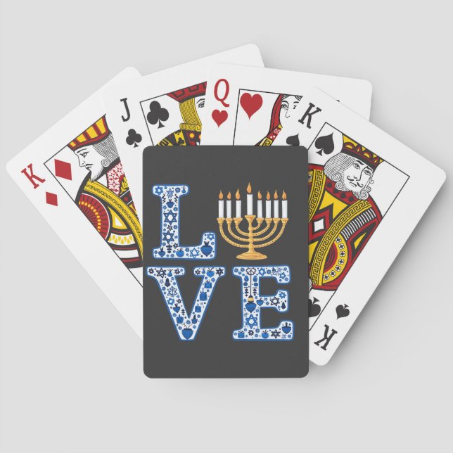 Love Hanukkah Jewish Holiday Menorah  Poker Cards (Back)