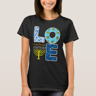 Love Hanukkiah Menorah Jew Hanukkah Chanukah Men W T-Shirt