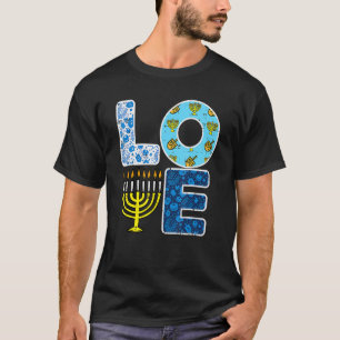 Love Hanukkiah Menorah Jew Hanukkah Chanukah Men W T-Shirt