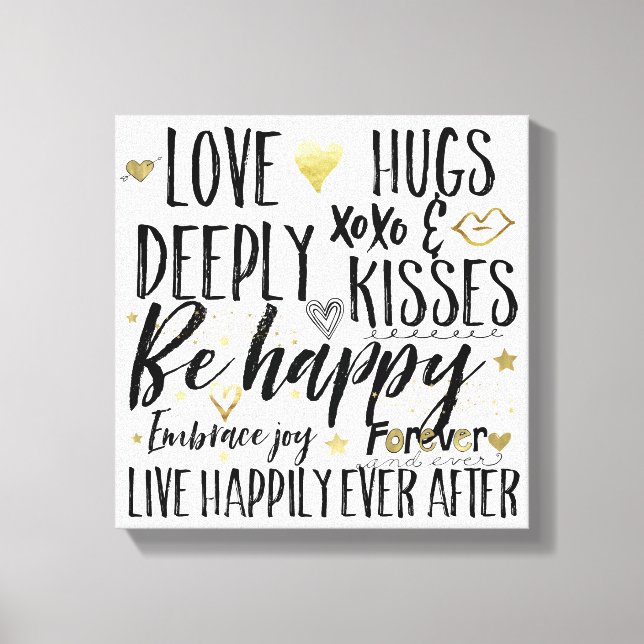 Love Happily Heart XOXO Canvas Print (Front)