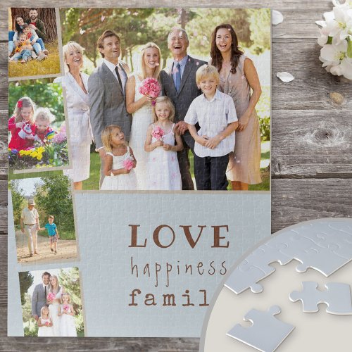 Love Happiness Family Photo Strip Collage Jigsaw Puzzle