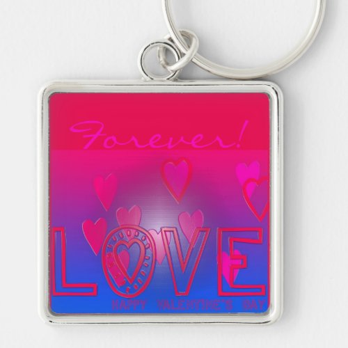 LOVE Happy Valentine Pink Blue custom Message 2 K Keychain
