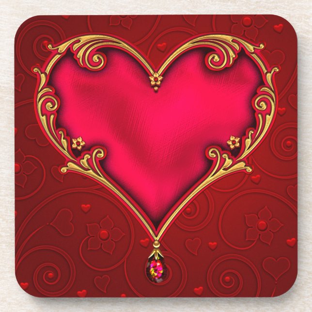 Love Hard Plastic coasters/cork back - set of 6 Beverage Coaster (Front)