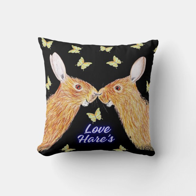 Love hares  throw pillow (Front)