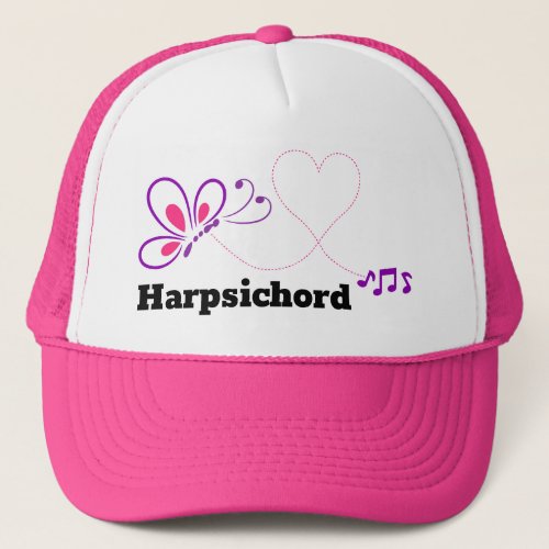 Love Harpsichord Pink Purple Butterfly Heart Trucker Hat