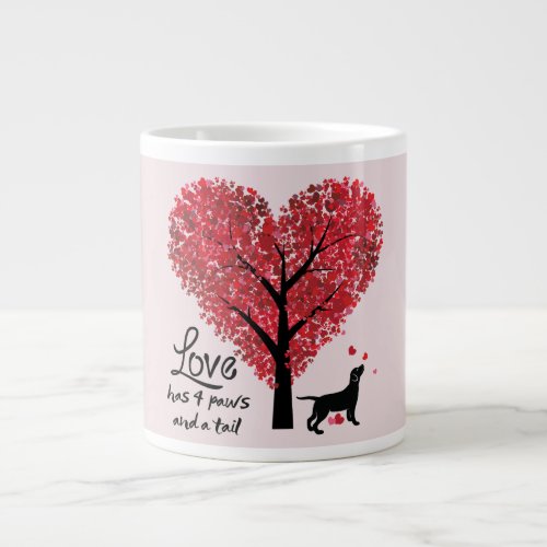 Love has 4 Paws and a Tail Dog Lover Valentine Large Coffee Mug