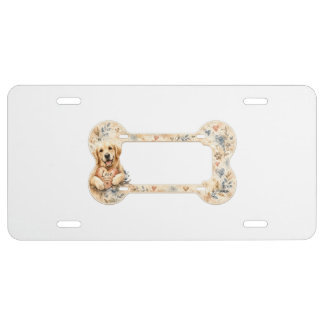 Love Has Four Paws Watercolor Dog Bone License Pla Plate