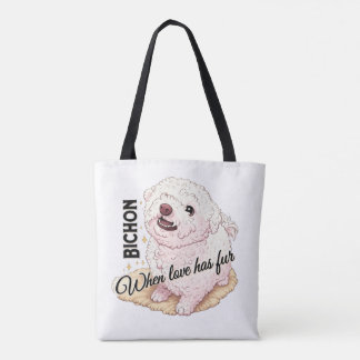 Love has Fur Bichon Tote Bag