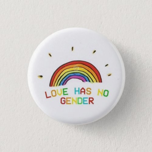 love has no gender lgbt gay pride flag feminist button