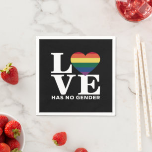 Love Has No Gender LGBTQ Rainbow Pride Month Napkins