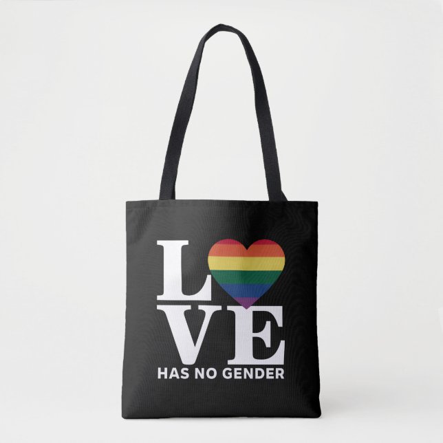 Love Has No Gender LGBTQ Rainbow Pride Month Tote Bag (Front)