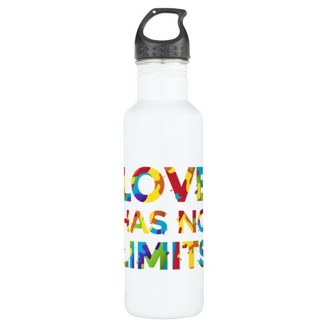 Love Has No Limits Stainless Steel Water Bottle (Front)
